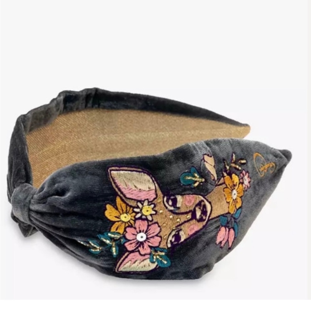 Velvet embroidered doe headband